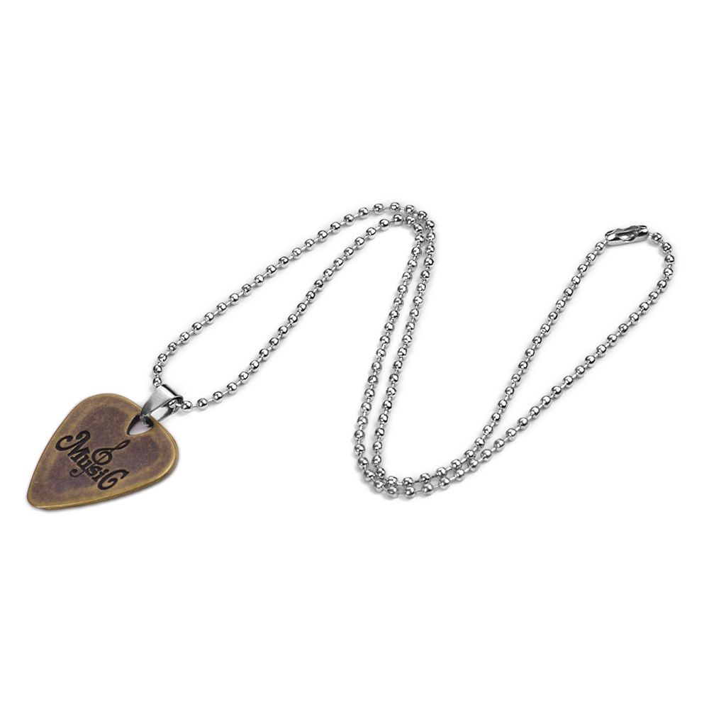 Metal Guitar Pick Necklace Zinc Alloy 1.2mm Thickness With