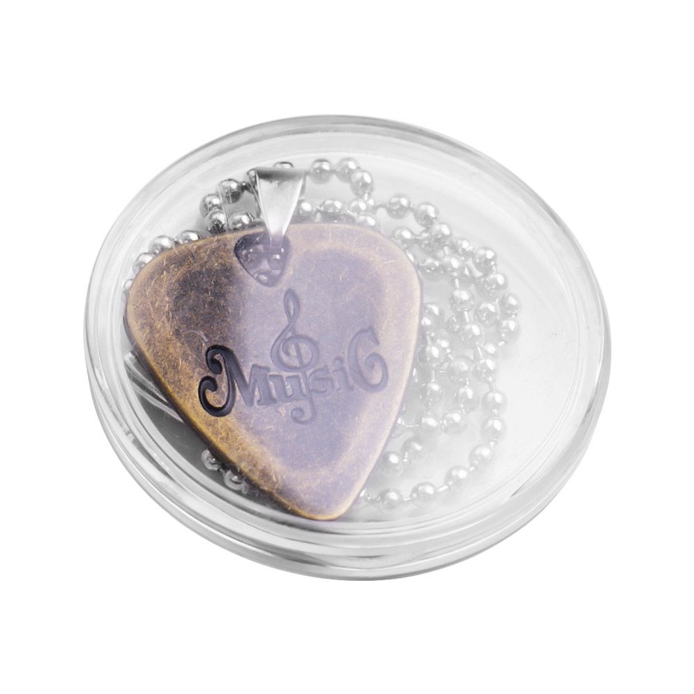 Metal Guitar Pick Necklace Zinc Alloy 1.2mm Thickness With