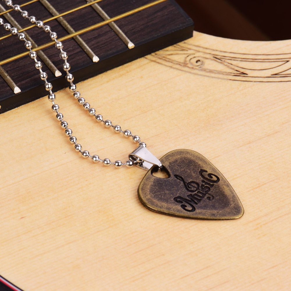 Metal Guitar Pick Necklace Zinc Alloy 1.2mm Thickness With