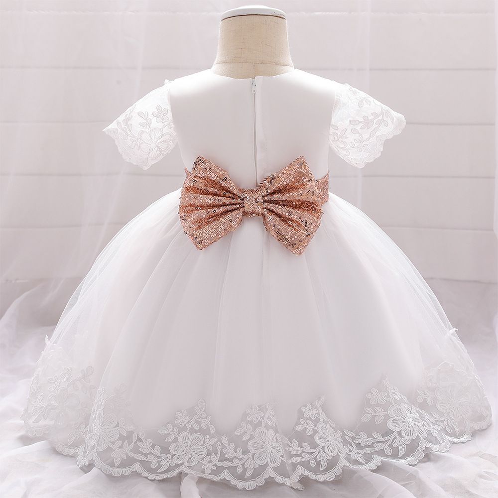 FIONA BABY GIRL CHRISTENING/NAMING CEREMONY GOWN 2- WHITE/GOLD