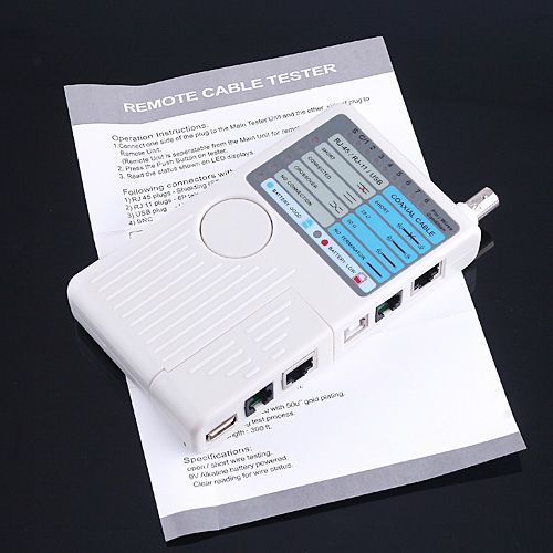 4-in-1 Remote USB BNC LAN Network Phone Cable Tester Meter