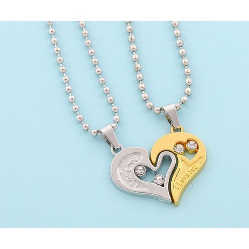 Couple Necklace Heart Studded Pendant