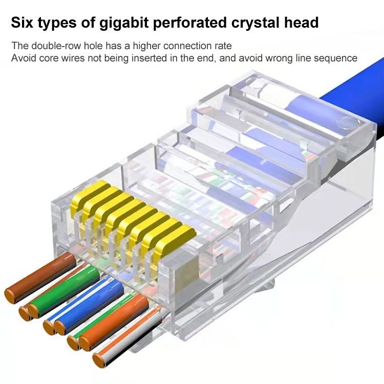 100pcs Cat6e Unshielded RJ45 Pass Through Connector