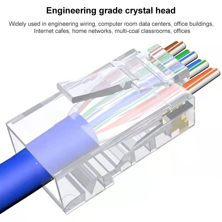 100pcs Cat6e Unshielded RJ45 Pass Through Connector