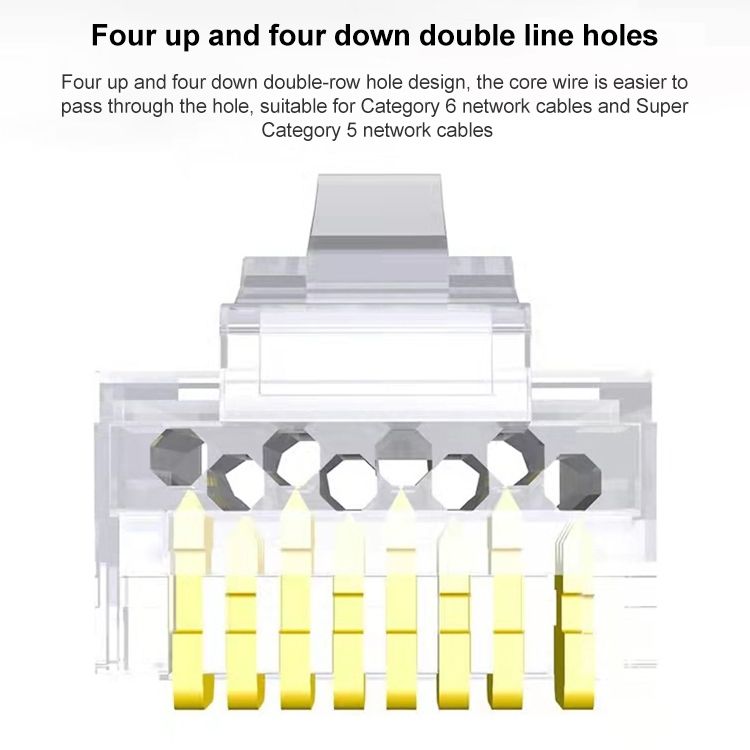 100pcs Cat6e Unshielded RJ45 Pass Through Connector