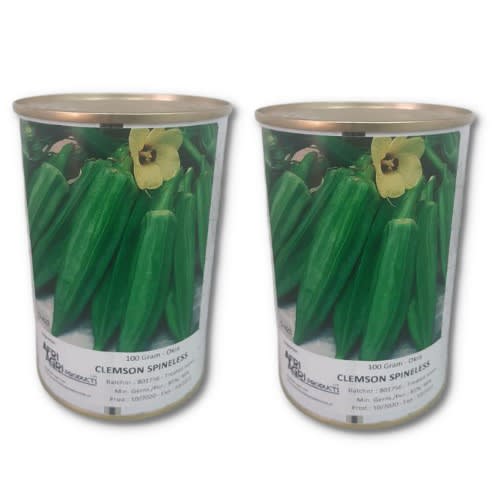 Clemson Spineless Okro Seeds - 100 Grams - 2 Tins