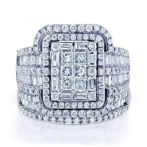Charm Female White Crystal Stone Ring Set Luxury Big Silver Color Wedding Rings For Women Vintage Bridal Square Engagement Ring
