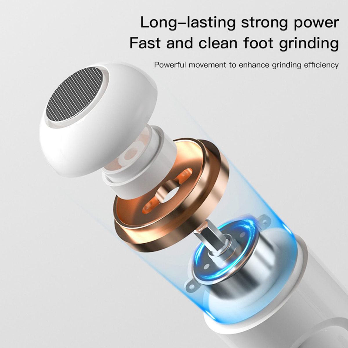 Electric Foot Grinder Foot Calluses Dead Skin Remover Automatic Pedicure Tool with 3 Alloy Grinding Heads Type-C Rechargeable