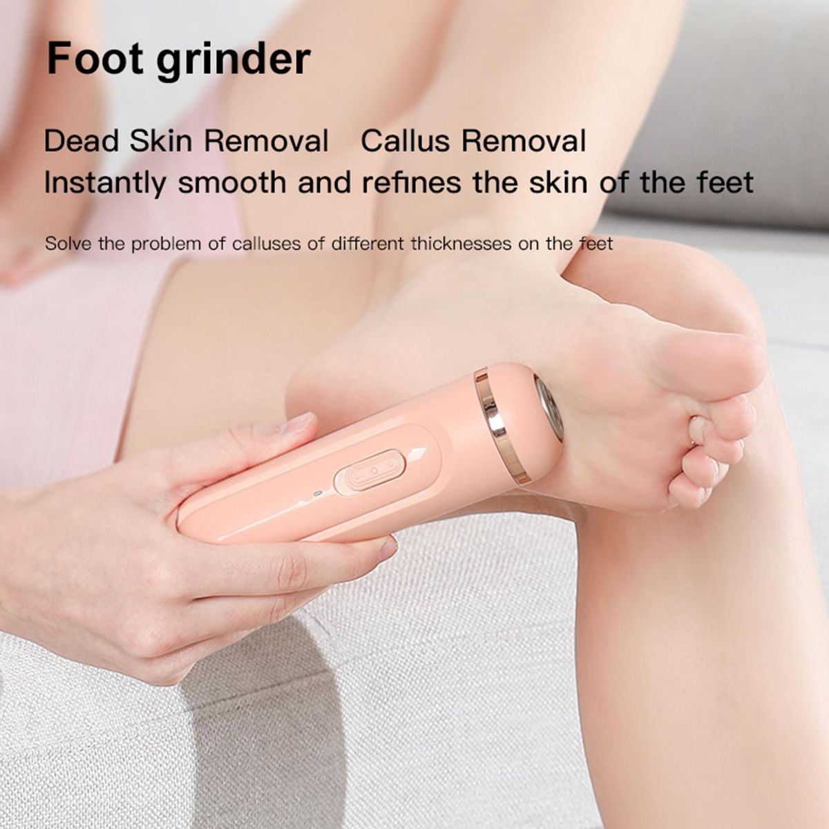 Electric Foot Grinder Foot Calluses Dead Skin Remover Automatic Pedicure Tool with 3 Alloy Grinding Heads Type-C Rechargeable