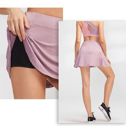 Women Tennis Skirt Sports Shorts Gym Running Sports Skort（Pink）