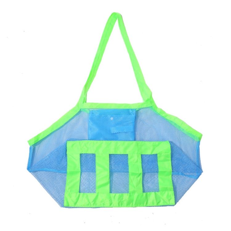 Outdoor Children Beach Toy Shell Storage Bag Blue + Green
