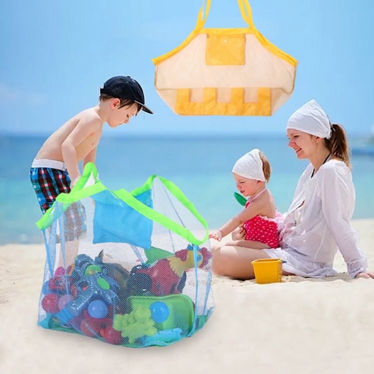 Outdoor Children Beach Toy Shell Storage Bag Blue + Green