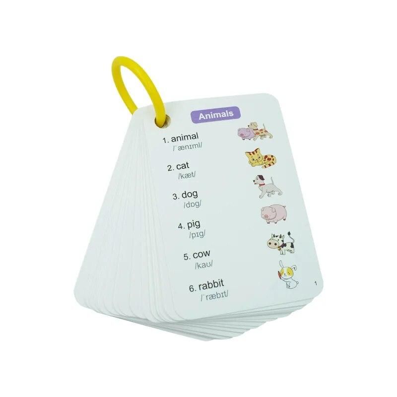 1200 English Words Learning Cards English and Chinese Bilingual Flashcard for Kids Animal Food Adjective Body Educational Toys