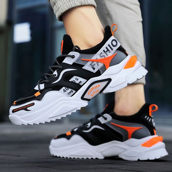 New Men's Sneakers Thick-soled Casual Shoes -Black