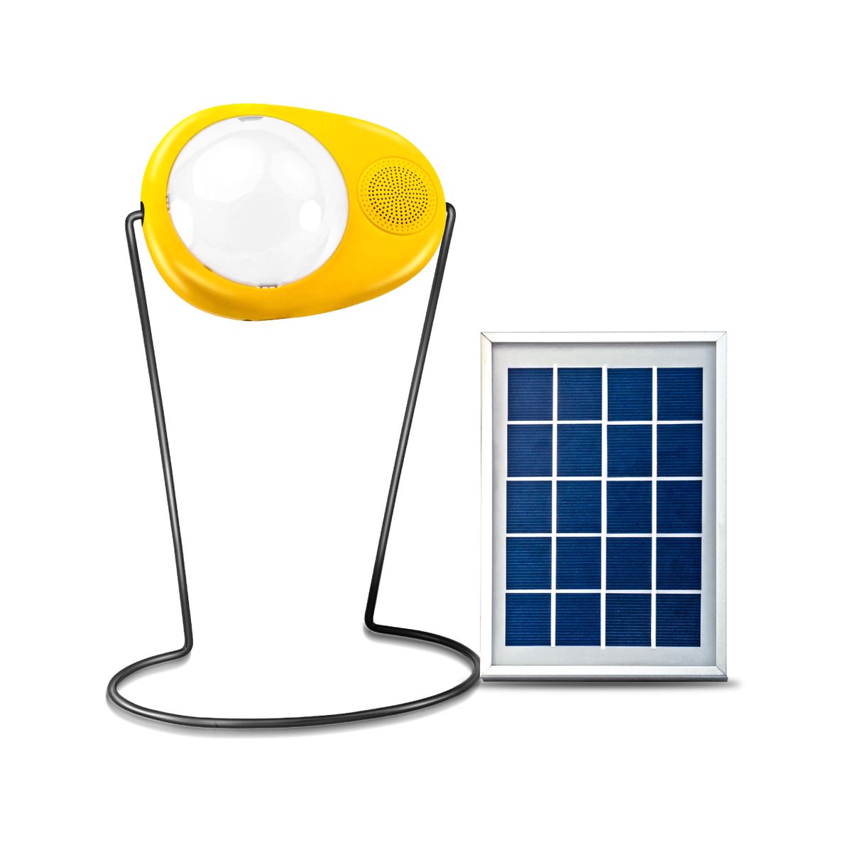 Boom 3 In 1 Solar Lamp With Radio & USB Charging - Yellow