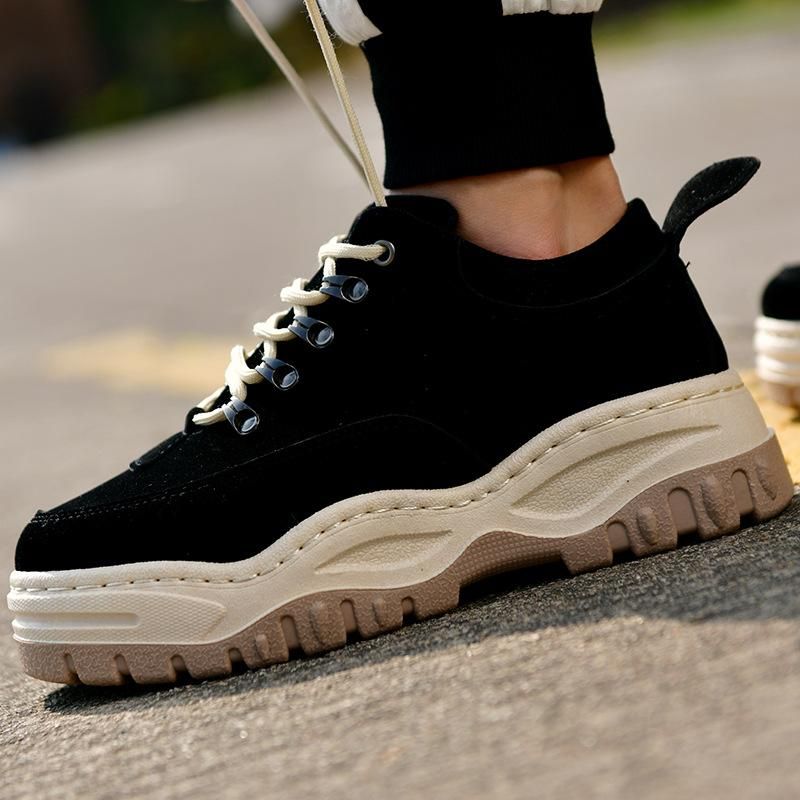 Men's Shoes Retro Men's Thick Soled Heightening Men's Shoes Black