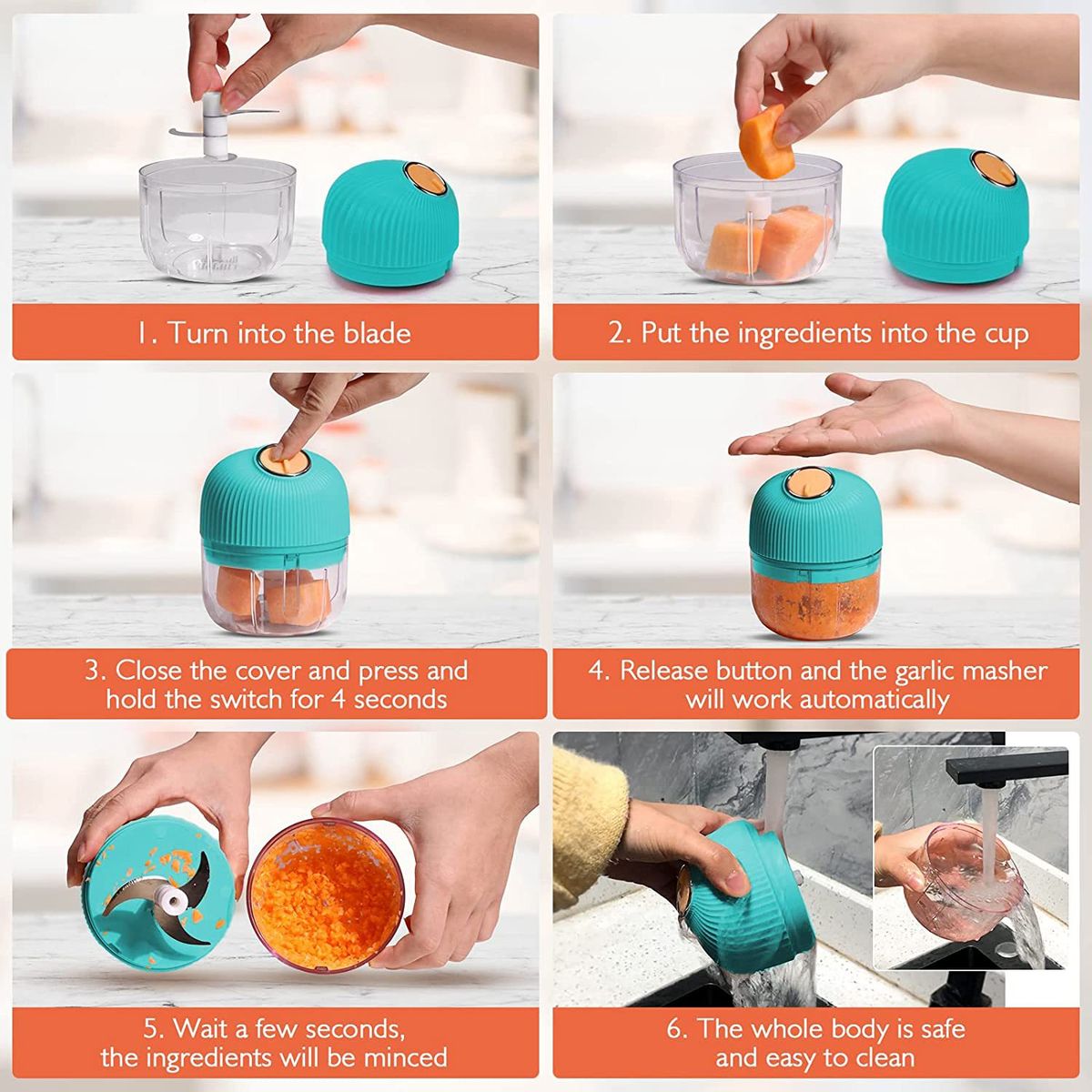Automatic Mini Garlic Chopper Electric For Vegetable Onion