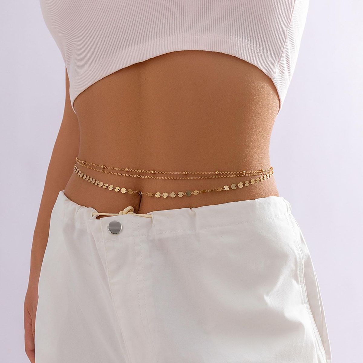 Wedding Waist Chain Jewelry Shimmering Sequin Waist for Performance Golden