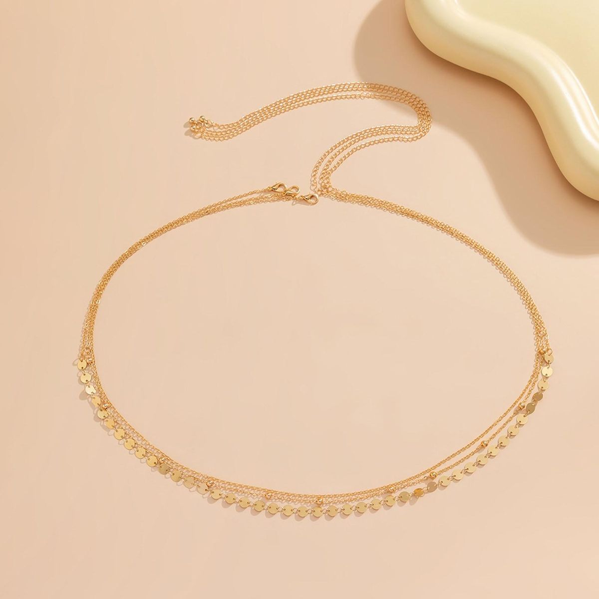 Wedding Waist Chain Jewelry Shimmering Sequin Waist for Performance Golden
