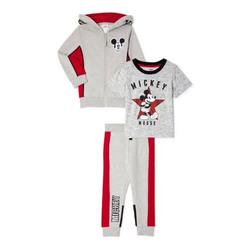 3 In 1 Set Of Disney Mickey Mouse Baby And Toddler Hoodie, T-shirt And Joggers