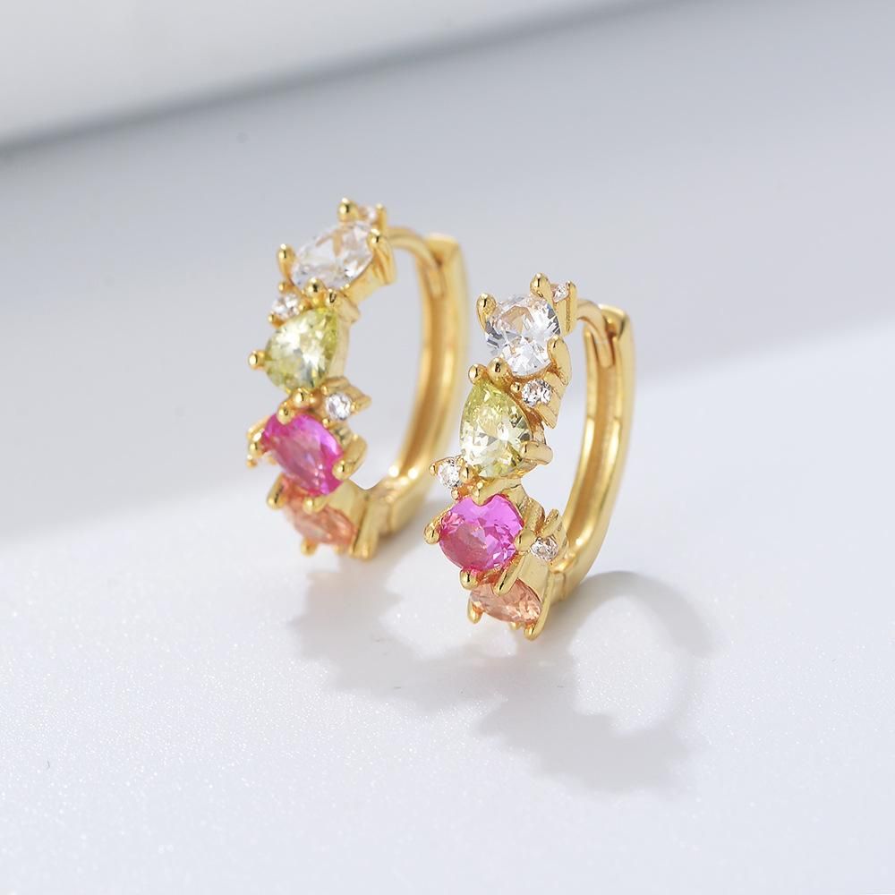 S925 Sterling Silver Colorful Zircon Earrings and Earrings with INS Temperament for Women