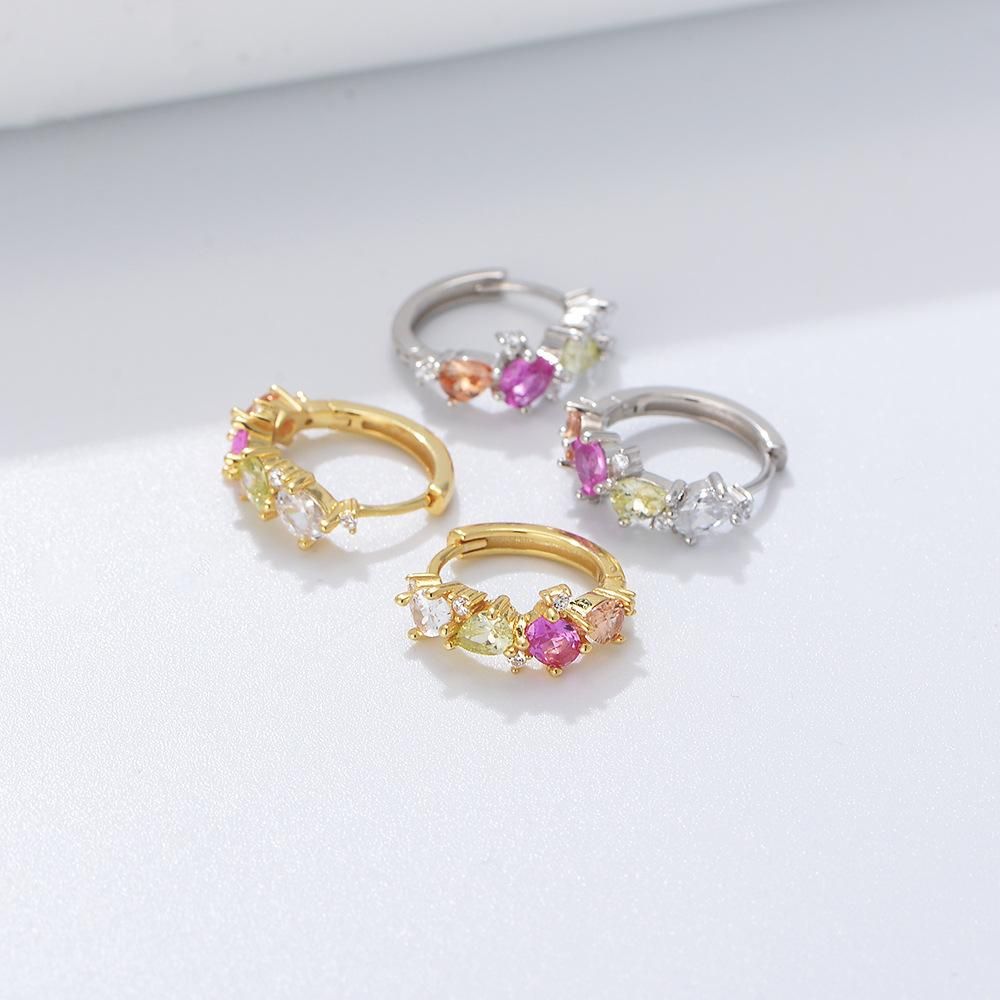 S925 Sterling Silver Colorful Zircon Earrings and Earrings with INS Temperament for Women