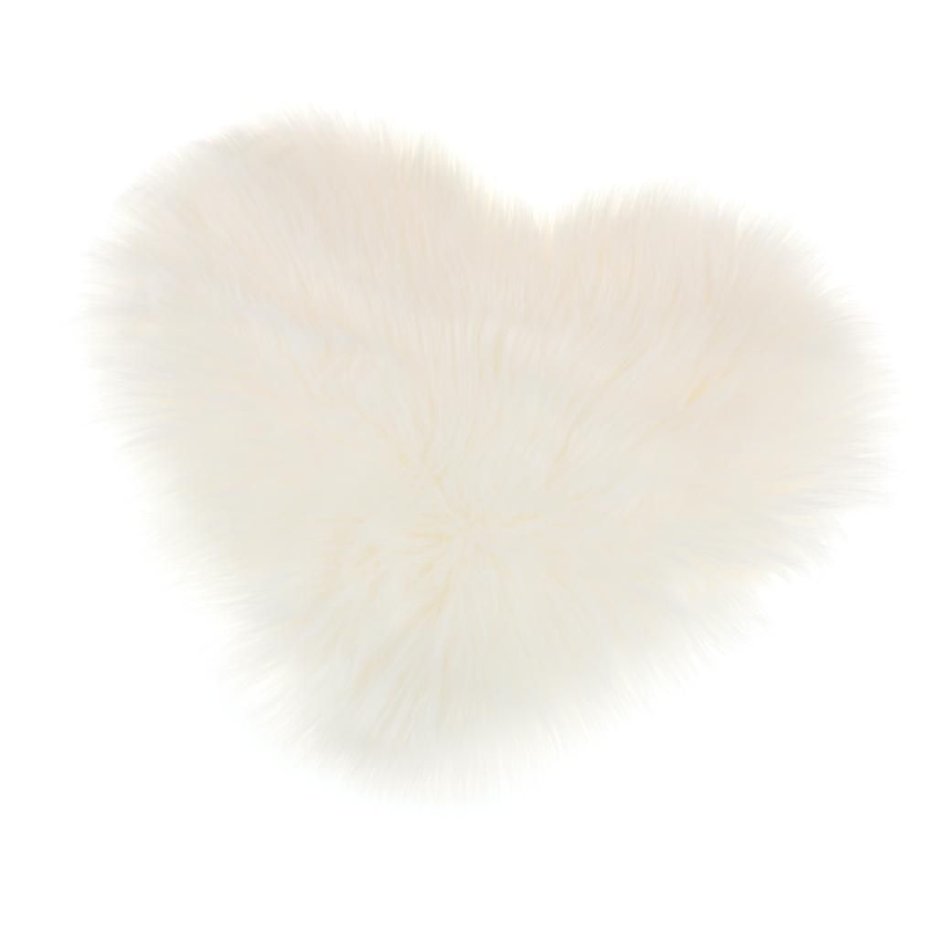 Love Shape Fluffy Long Pile Faux Sheepskin Area Rug Bedside White