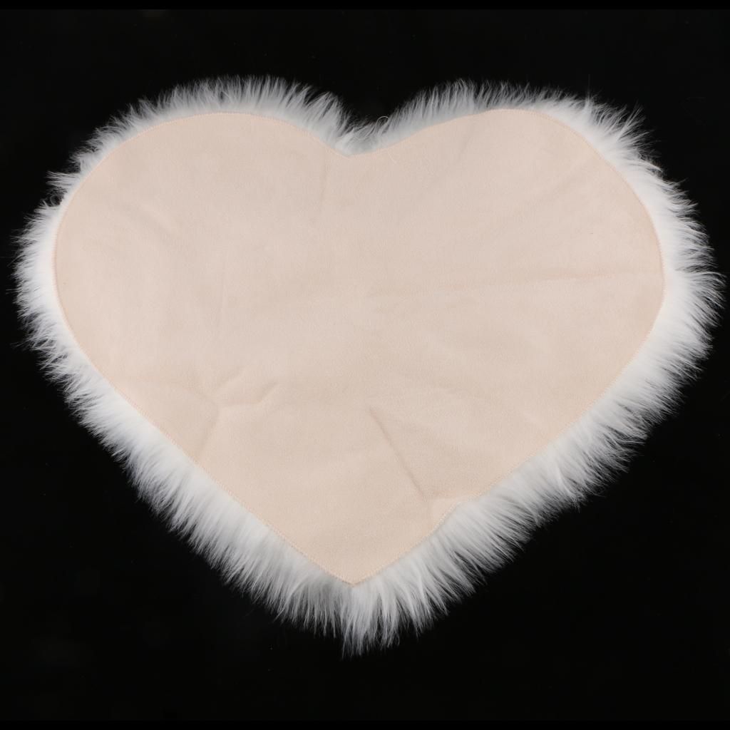 Love Shape Fluffy Long Pile Faux Sheepskin Area Rug Bedside White