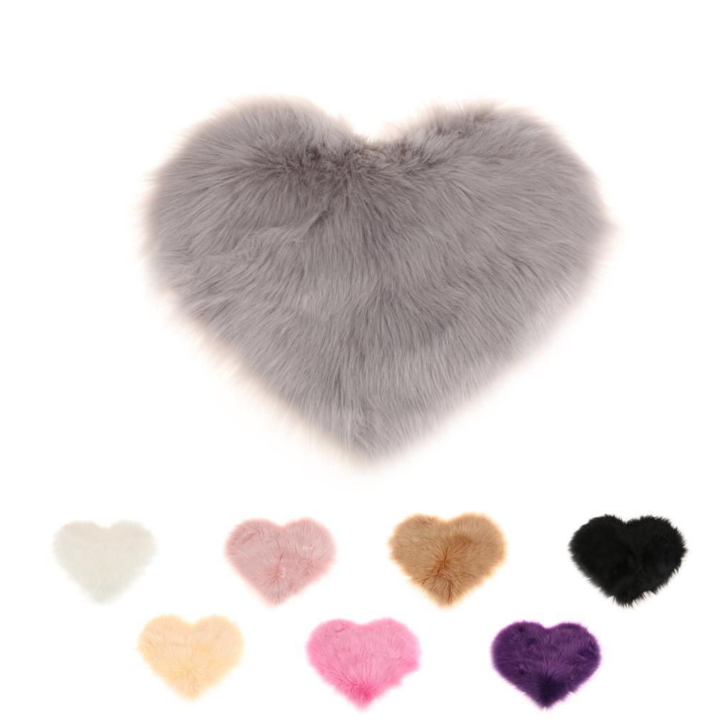 Love Shape Fluffy Long Pile Faux Sheepskin Area Rug Bedside White