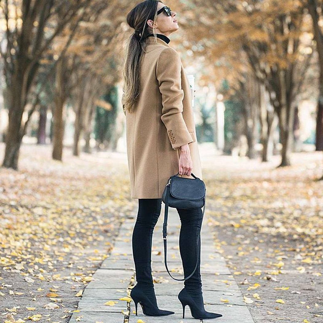 Women Trench Long Coat Winter Spring Lapel Long Sleeve Coats Office Ladies Solid Slim Overcoat Outwear