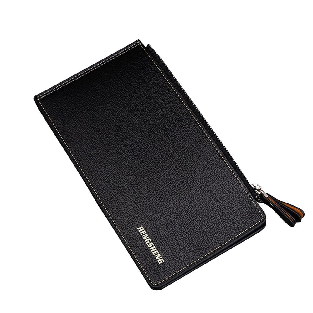 Large Capacity PU Leather Man Teenager Double Zipper Credit Card Cash Coin Pocket Wallet