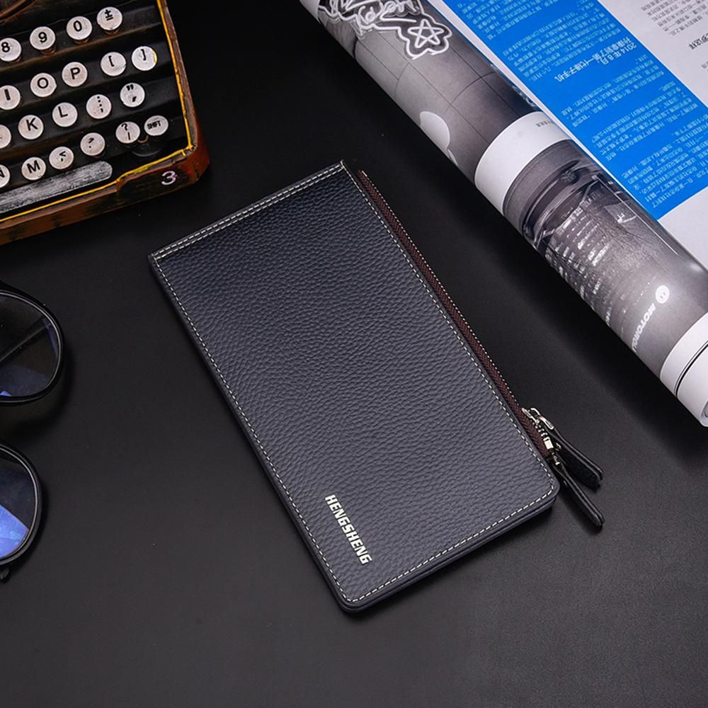 Large Capacity PU Leather Man Teenager Double Zipper Credit Card Cash Coin Pocket Wallet