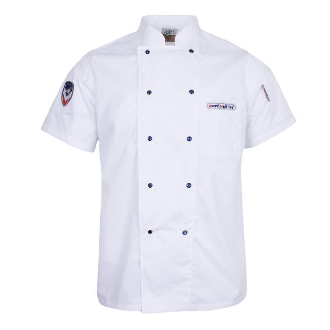 Chef Jacket Coat Uniform Short Sleeve Snap Button Tops Hotel XL White