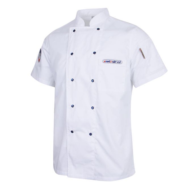 Chef Jacket Coat Uniform Short Sleeve Snap Button Tops Hotel XL White
