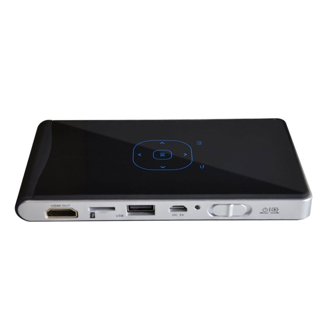DLP100W Mini Android 4.4 60 Ansi Lumins 1080P Quad-core DLP Pico Projector ,Support WiFi / Bluetooth / HDMI / USB / TF / Miracast / Airplay(Black)