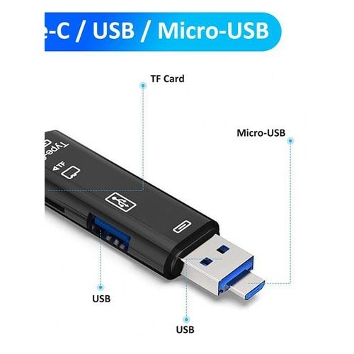 Multifunctional OTG Card Reader 5-in-1 - Black