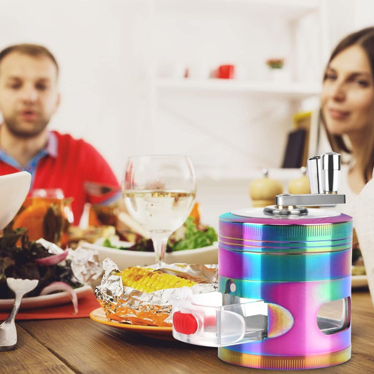 Swing Hand Grinder with Drawers 4-layer Herb Spice Grinder Durable Neon