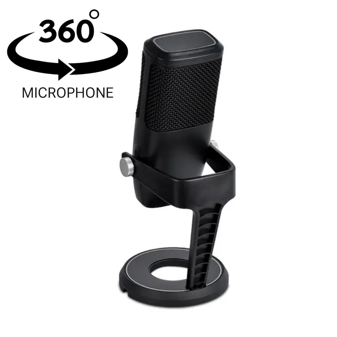 Podcast Microphone Condenser Audio Video Gaming Recording Laptop Computer USB Mic + Type C & Iphone Adapter