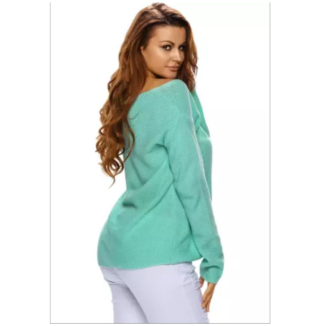 Mfed Green Knitted Long Sleeve Plunge Jumper