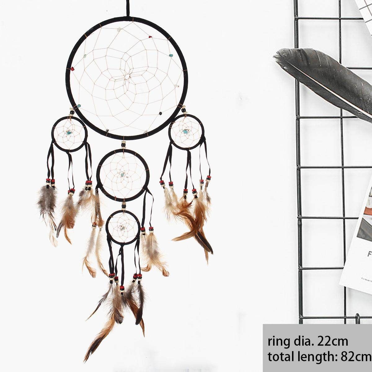 LARGE STUNNING JET BLACK SUEDE LEATHER DREAM CATCHER LONG 80 Cm Total Length