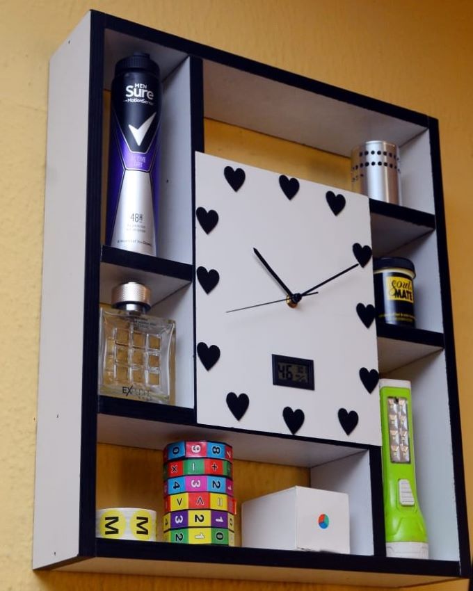 Floating Shelf Clock With Indoor Temperature/Humidity Meter