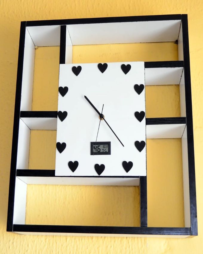 Floating Shelf Clock With Indoor Temperature/Humidity Meter