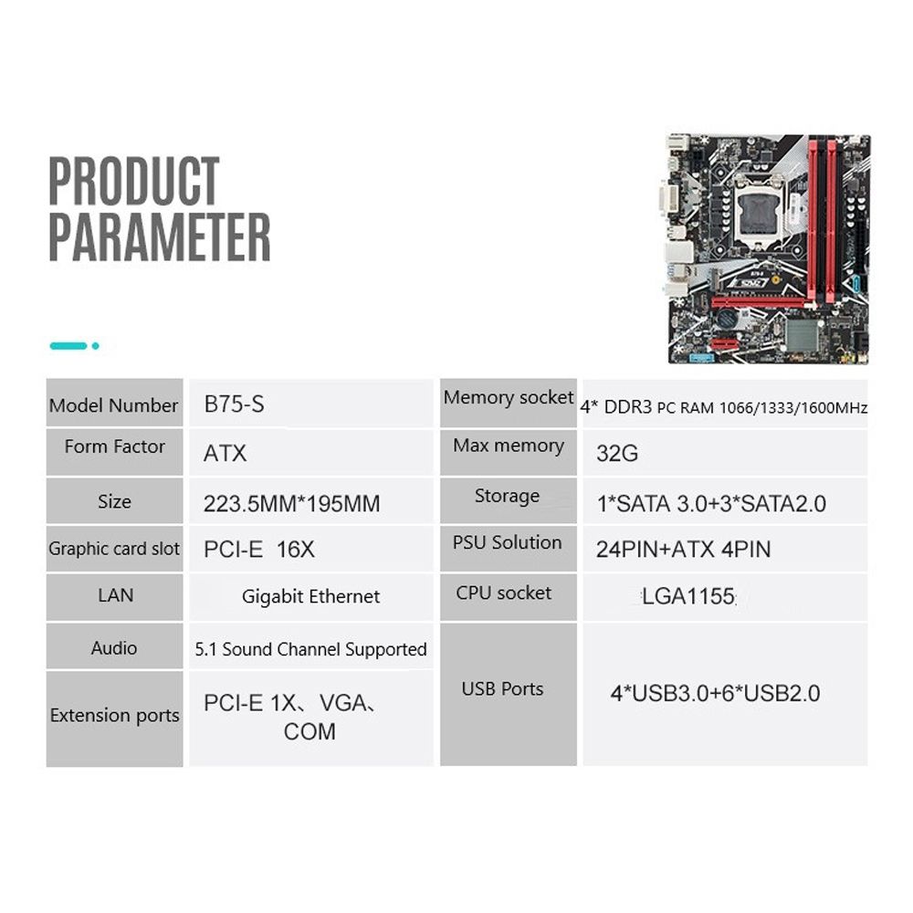 B75 Gaming PC Motherboard Support For Intel Core I5 I7 I9