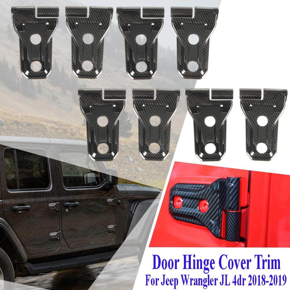 16pcs Carbon Fiber ABS Car Door Hinge Cover Trim For Jeep JL 4dr 18-19