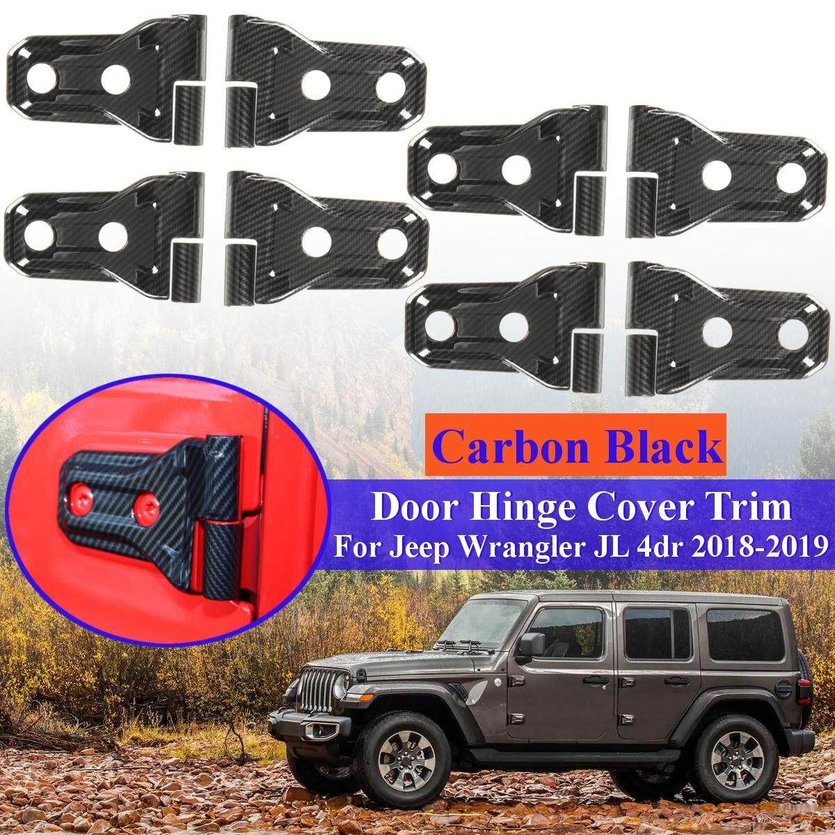 16pcs Carbon Fiber ABS Car Door Hinge Cover Trim For Jeep JL 4dr 18-19