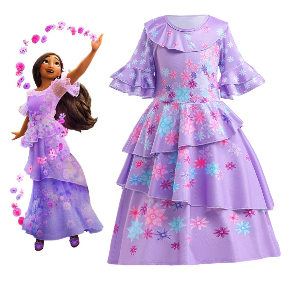 Mirabel Princess Dress Suit Charm For Girls Cosplay Carnival Encanto Costume With Bag