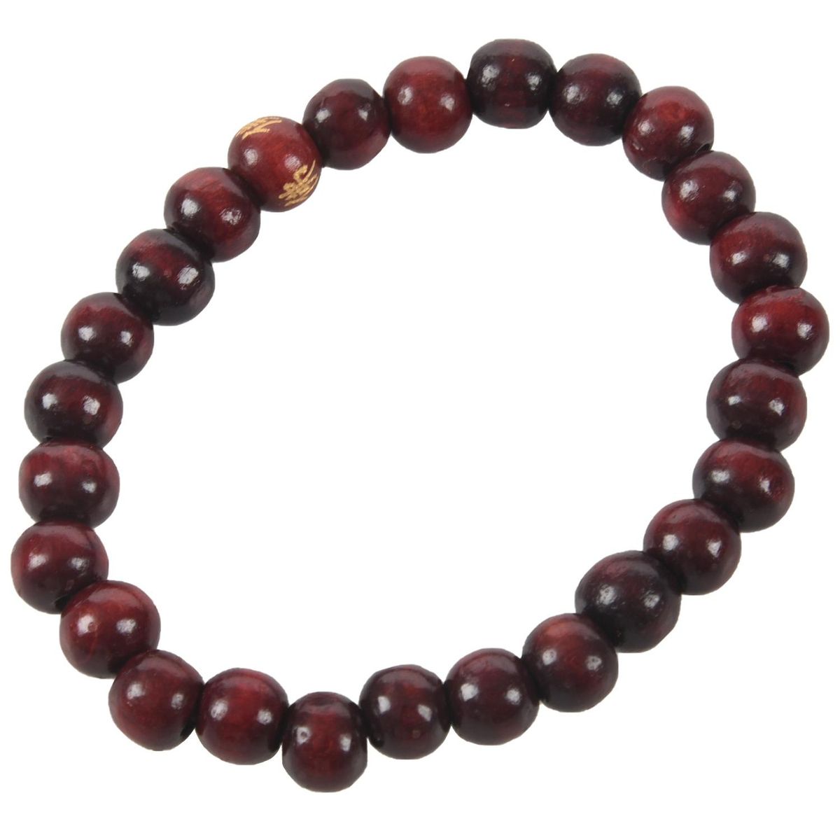 Buddhist Brown Wood Round Beads Elastic  Wrist