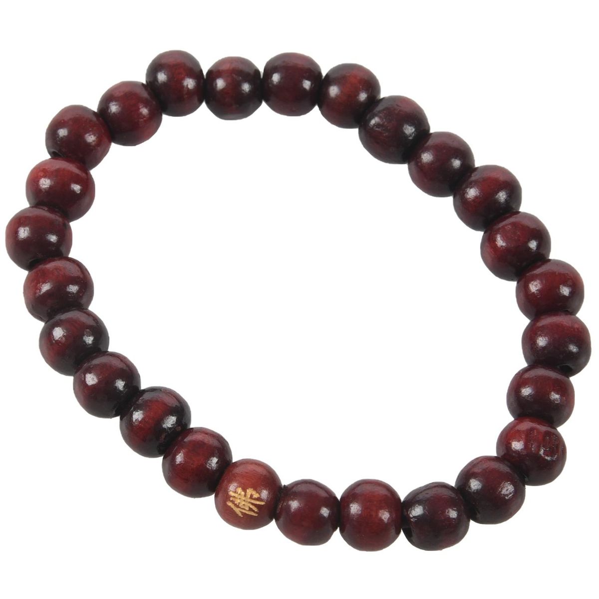 Buddhist Brown Wood Round Beads Elastic  Wrist