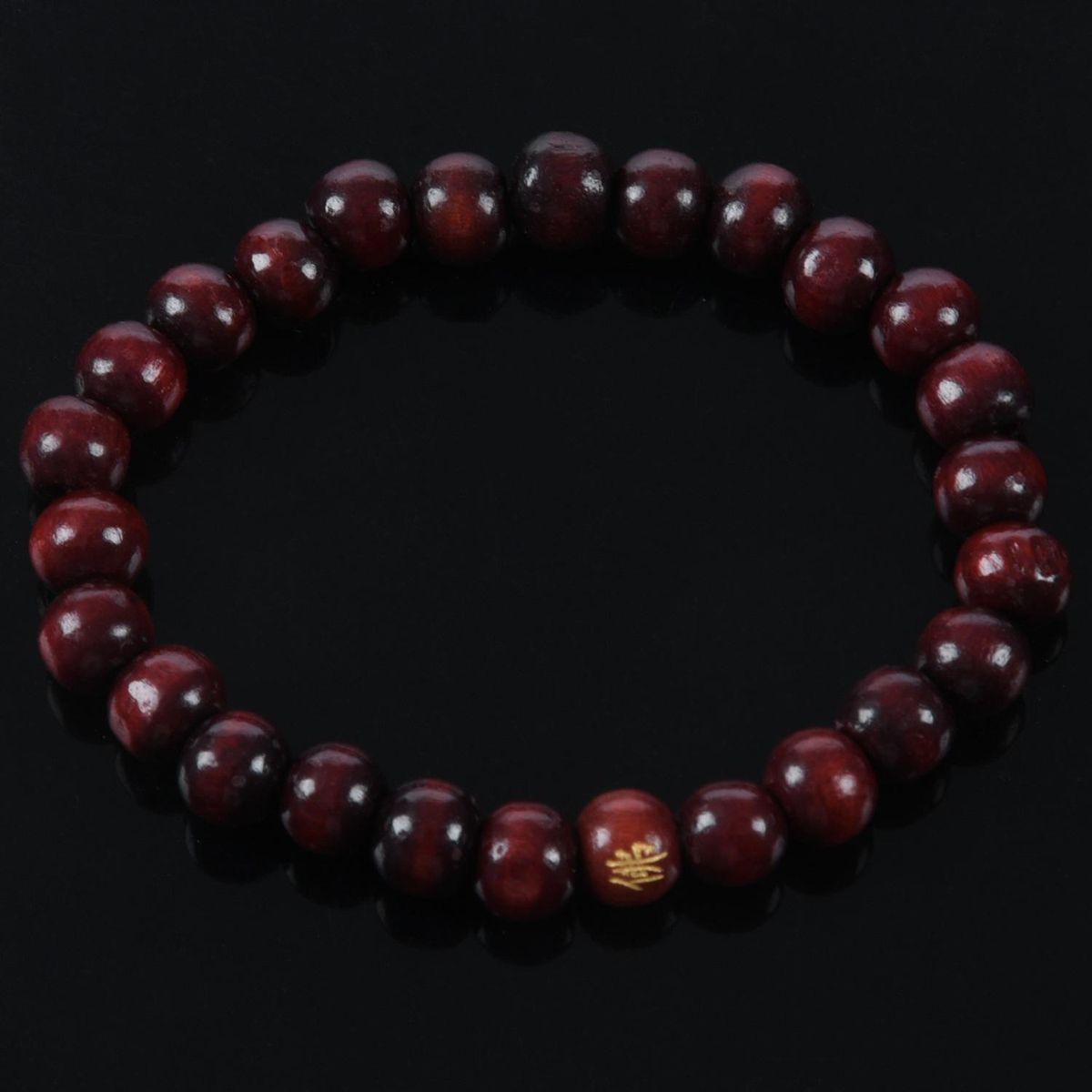 Buddhist Brown Wood Round Beads Elastic  Wrist