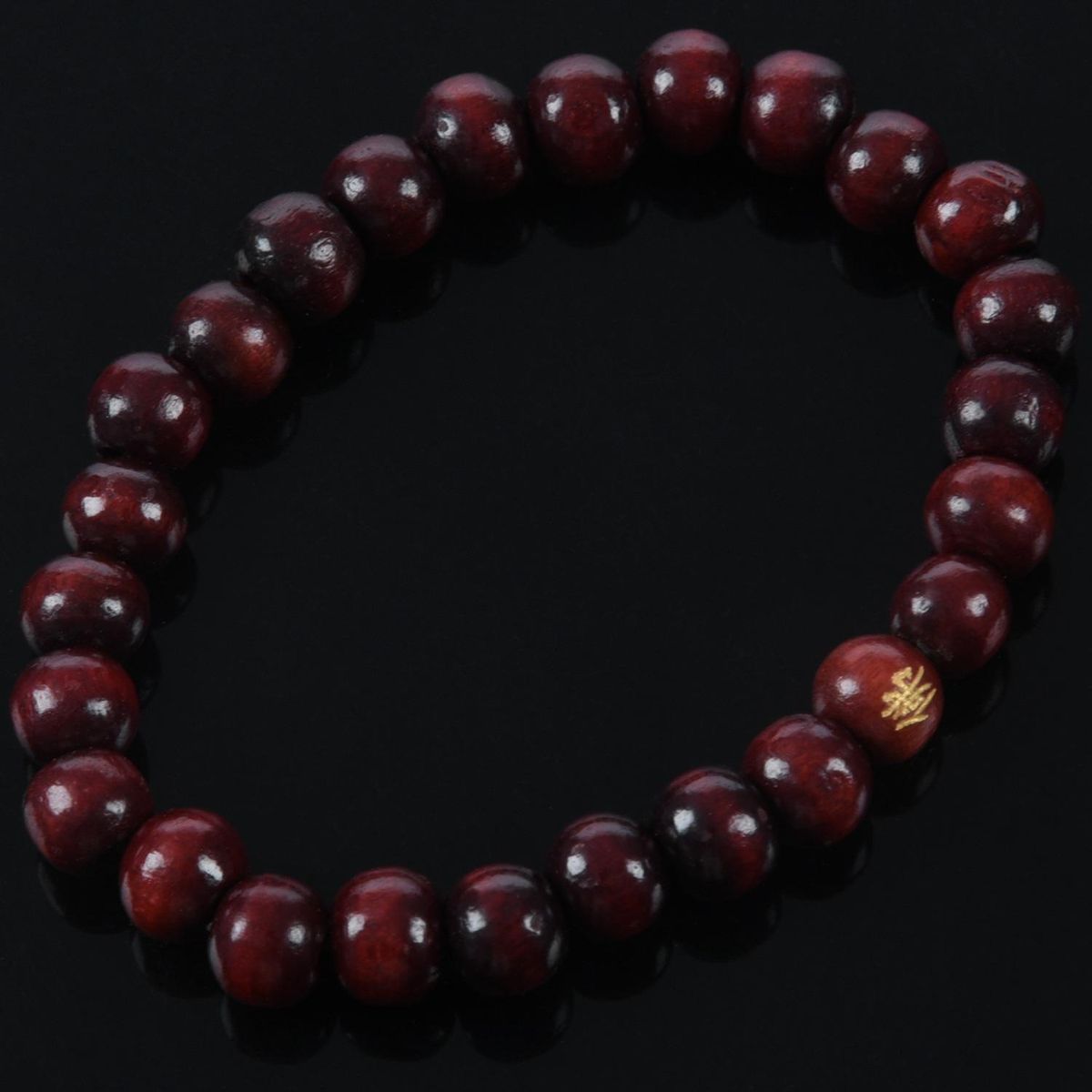 Buddhist Brown Wood Round Beads Elastic  Wrist